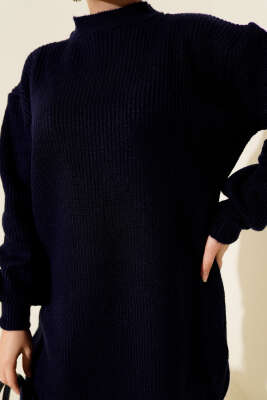 Selanik Örgü Yumoş Triko Tunik Lacivert - Tunik