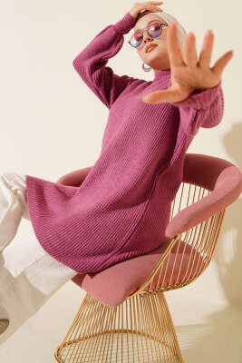 Selanik Örgü Yumoş Triko Tunik Magenta - VANİZA TRİKO