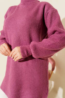 Selanik Örgü Yumoş Triko Tunik Magenta - Tunik