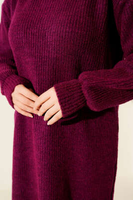 Selanik Örgü Yumoş Triko Tunik Menekşe - Tunik