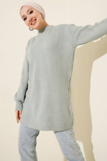 Selanik Örgü Yumoş Triko Tunik Mint - Tunik
