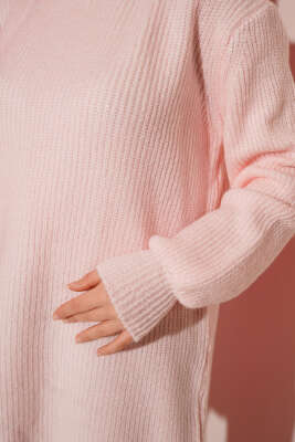 Selanik Örgü Yumoş Triko Tunik Pudra - Tunik