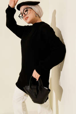 Selanik Örgü Yumoş Triko Tunik Siyah - VANİZA TRİKO