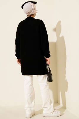 Selanik Örgü Yumoş Triko Tunik Siyah - Tunik