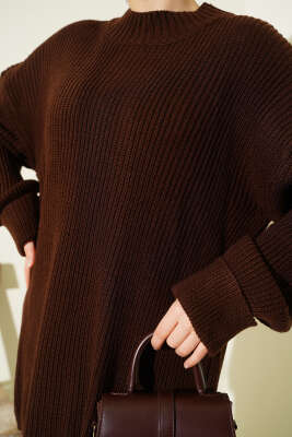 Selanik Örgülü Etekli Triko İkili Takım Kahve - İkili Takım