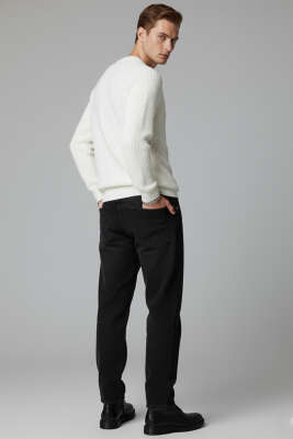 Selanik Örme Erkek Triko Kazak Ekru - Erkek Kazak