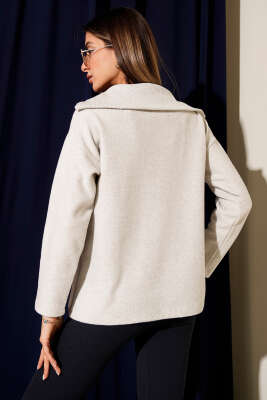 Selanik Yaka Fermuarlı Sweatshirt Gri - Kadın Giyim Modelleri