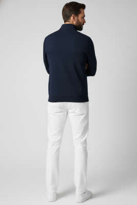 Selanik Yarım Fermuarlı Erkek Sweatshirt Lacivert - Erkek Sweatshirt