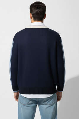 Selected V Yaka Triko Erkek Kazak Lacivert Mavi - Erkek Kazak