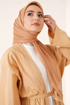 Selvi Boylum Al Yazmalım Camel Tülbent - TÜLBENT - YAZMA