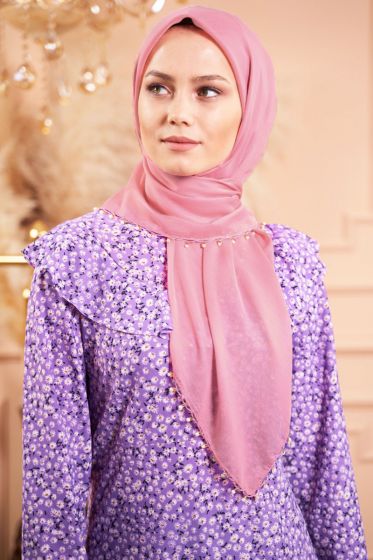 Selvi Boylum Al Yazmalım Pembe Tülbent - TÜLBENT - YAZMA