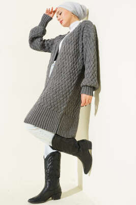 Sepet Örgü Triko Hırka Füme - RAFİMİX