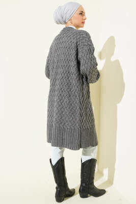 Sepet Örgü Triko Hırka Füme - Hırka