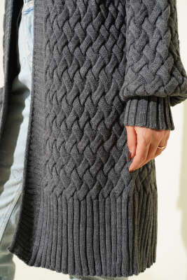 Sepet Örgü Triko Hırka Füme - Hırka