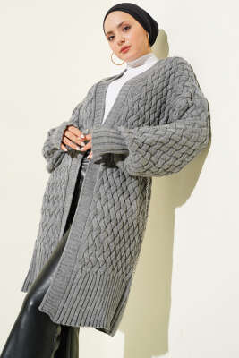 Sepet Örgü Triko Hırka Gri - Günün Seçilenleri