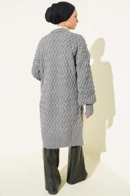 Sepet Örgü Triko Hırka Gri - Günün Seçilenleri