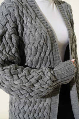 Sepet Örgü Triko Hırka Gri - Günün Seçilenleri