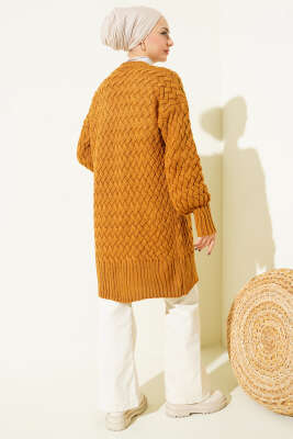 Sepet Örgü Triko Hırka Hardal - Hırka