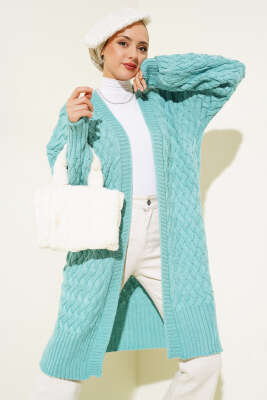 Sepet Örgü Triko Hırka Mint - Triko Hırka