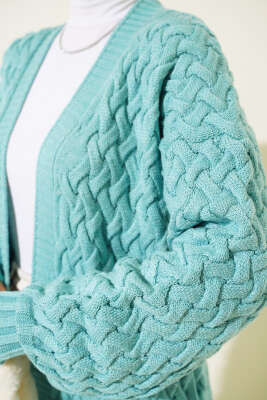 Sepet Örgü Triko Hırka Mint - Triko Hırka