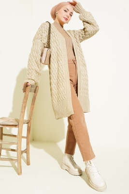 Sepet Örgü Triko Hırka Taş - Hırka