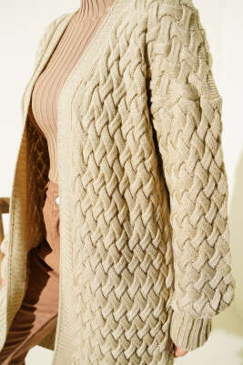 Sepet Örgü Triko Hırka Taş - Hırka