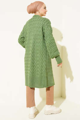 Sepet Örgü Triko Hırka Yeşil - Hırka