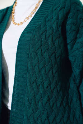 Sepet Örgü Uzun Triko Hırka Nefti - Triko Hırka