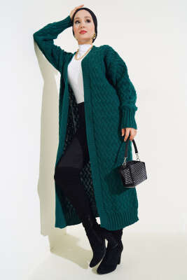 Sepet Örgü Uzun Triko Hırka Nefti 