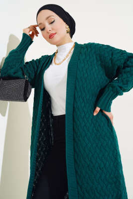 Sepet Örgü Uzun Triko Hırka Nefti - Triko Hırka