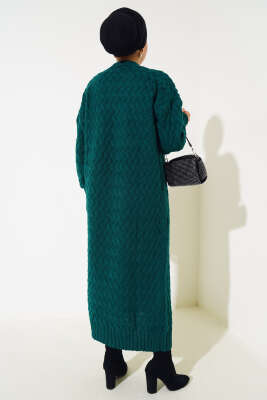 Sepet Örgü Uzun Triko Hırka Nefti - Triko Hırka