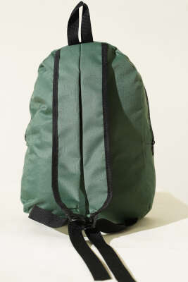 Şerit Baskılı Fermuarlı Sırt Çanta Yeşil - Sırt Çantası
