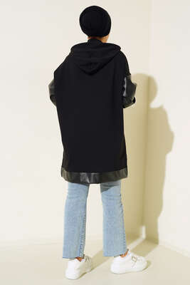 Şerit Deri Garnili Tunik Siyah - Tunik