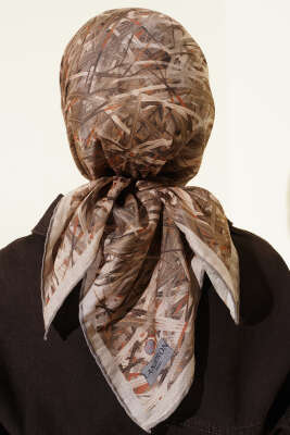 Şerit Desen Demore Eşarp Bej - Başörtüsü