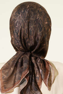 Şerit Desen Demore Eşarp Camel - Başörtüsü