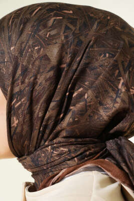 Şerit Desen Demore Eşarp Camel - Başörtüsü