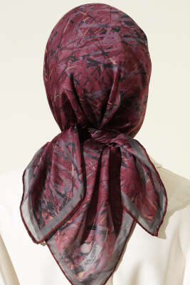 Şerit Desen Demore Eşarp Gül Kurusu - Günün Seçilenleri