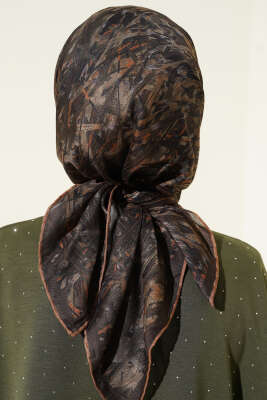 Şerit Desen Demore Eşarp Haki - Başörtüsü