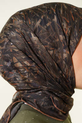 Şerit Desen Demore Eşarp Haki - Başörtüsü