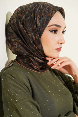 Şerit Desen Demore Eşarp Haki - Günün Seçilenleri