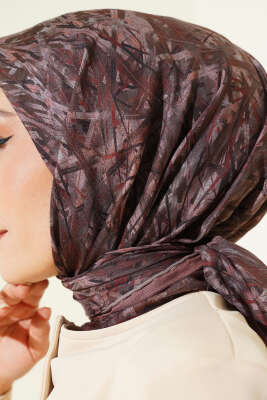 Şerit Desen Demore Eşarp Kahve - Başörtüsü