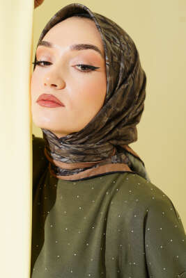 Şerit Desen Demore Eşarp Kamuflaj Yeşili - VERTU (NYD TEKSTİL)