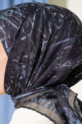 Şerit Desen Demore Eşarp Lacivert - Günün Seçilenleri