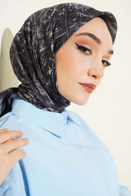 Şerit Desen Demore Eşarp Siyah - VERTU (NYD TEKSTİL)