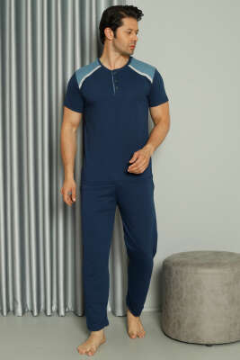 Şerit Garnili Kısa Kol Erkek Pijama Takımı Parlement - GLİSA