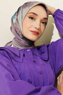 Şerit Geçişli Desen Detaylı Eşarp Latte - Başörtüsü