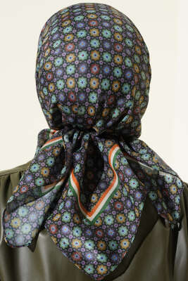 Şerit Geçişli Motifli Eşarp Çağla Yeşili - Başörtüsü