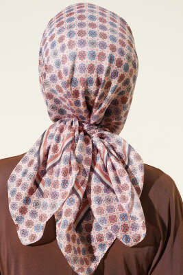 Şerit Geçişli Motifli Eşarp Yavru Ağzı - Başörtüsü