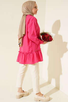 Şerit Taş Detaylı Gömlek Fusya - Gömlek