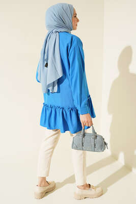 Şerit Taş Detaylı Gömlek Saks - Gömlek